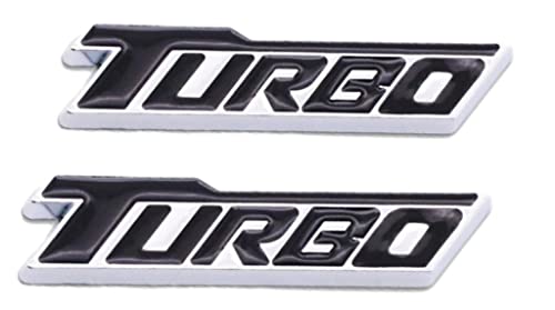 Image of 2PCS Turbo Letters Emblem 3D Metal Badge Car Body Side Sticker for Universal Cars (Black Silver)