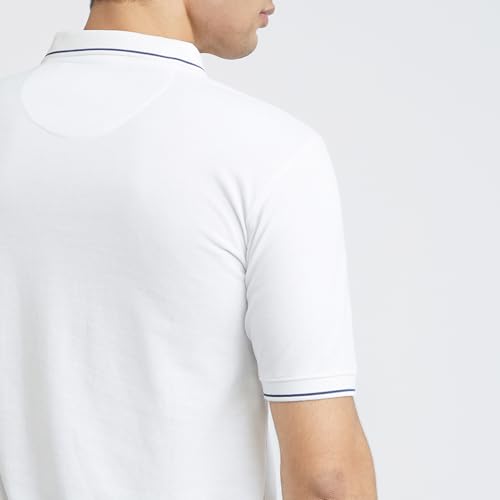 Image of Raymond Men's Modern Fit Solid Pattern Pure Cotton Polo Neck Half Sleeve Casual T-Shirt