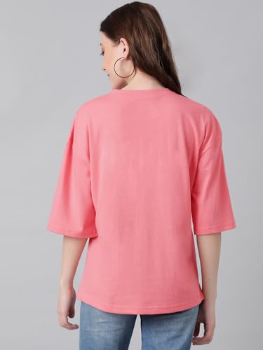 Image of KOTTY Women's Cotton Blend Solid Oversized T-Shirts