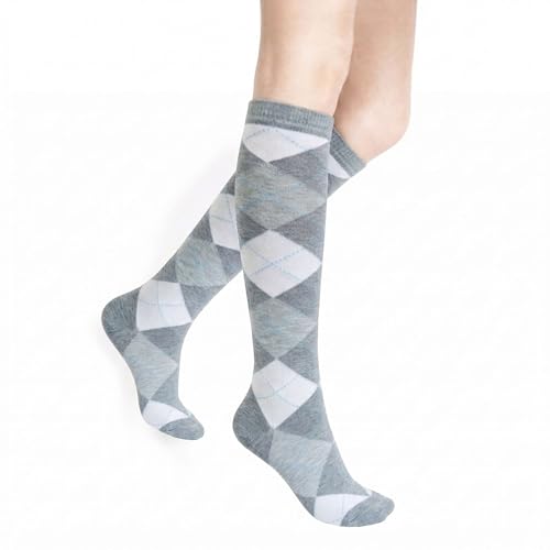 Image of Couver Women's Argyle Knee High Socks - Soft Acrylic Over the Calf Tube Style Socks for Casual Athletic - One Size