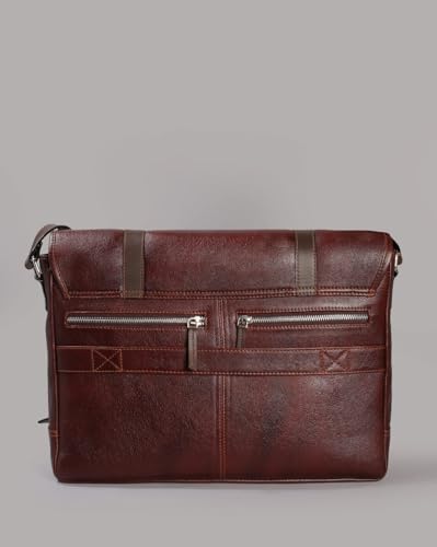 Image of Tortoise Pedro-Genuine Leather Laptop Messenger Bag (Dark Brown)