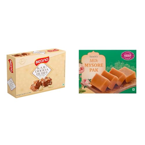 Image of Bikano Kaju Dhoda Burfi | Rich Cashew Delight Infused with Coconut & Cardamom, 400g || Karachi Bakery Mysore Pak, 400g || Karachi Bakery Karachi Halwa 500 g