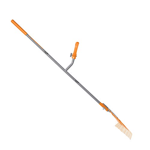 ERGIE SYSTEMS ERG-LFRK24 ErgieShovel Strain Reducing 54-Inch Shaft, 24 Steel Teeth Leaf Rake, Gray/Orange