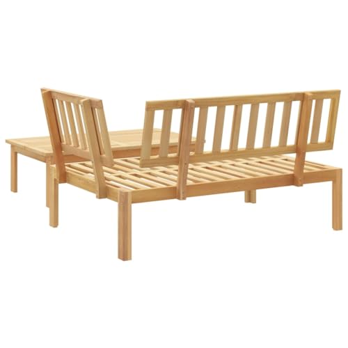 Image of Brown Acacia Wood Outdoor Sectional, 52.4x36.2x27.2 in Modular Patio Couch for Garden Balcony Deck, Seats 3, Oiled Finish, Assembly Needed