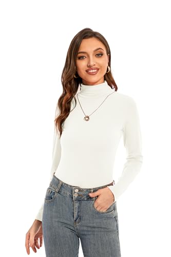 Image of Womens Long Sleeve Turtleneck T-Shirts Casual Lightweight Slim Fit Cozy Base Layer Top