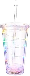 Ultra 1 Pack of LED Flashing Plastic Drinking Glasses LED Light Bar Water Glasses Plastic Tumblers for Adults Children Beer Glass Cocktail Glass Light Up Glasses Drinking Disco Light One Pint Tumbler
