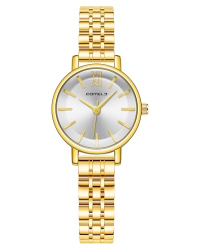 CIVO Reloj Mujer Dorado Elegante: Acero Inoxidable Esfera Redonda Regalo para Mujer Mamá Navidad