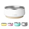 Pawaii Dog Food and Water Bowl with Non – Slip Rubber Base, Metal Insulated Stainless Steel Dog Bowls with ID Tag, Double – Wall, Durable and Dishwasher – Safe for All Dogs (34oz)