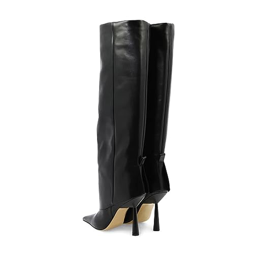Vertundy Women's Fold Over Boots - Pointed Toe Stiletto Heel Slip On Knee High Boot Fashion Sexy Dress Boot2