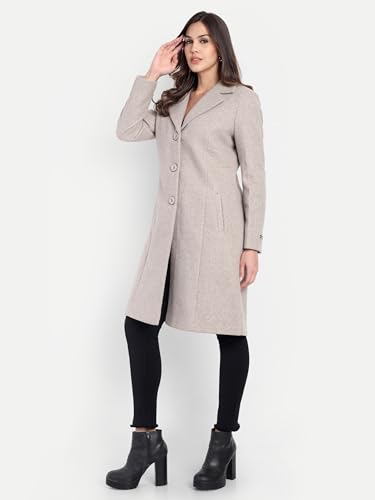 Image of HAUTEMODA Women's Winter Coat Trench Long Sleeves Over Coat With Pocket single Breasted
