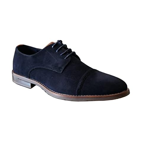 TOP STAKA Shoes Men's Business Causual Shoes lace-up Cap-Toe Suede PU Leather Shoes Derby Shoes Smart Dress Shoes Business Work Office Size UK Blue Cover