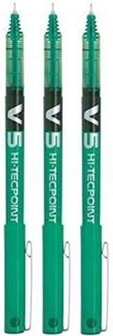 Pilot BX V5 Green Hi-Tecpoint Extra Fine Rollerball Pen 0.5mm Nib Tip 0.3mm Line Width (Pack Of 3)