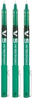 Pilot BX V5 Green Hi-Tecpoint Extra Fine Rollerball Pen 0.5mm Nib Tip 0.3mm Line Width (Pack Of 3)