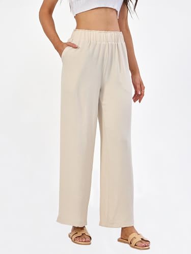 Women's Wide Leg Pants Straight Leg Trousers,Summer Beach Pants Fit for Casual and Work3