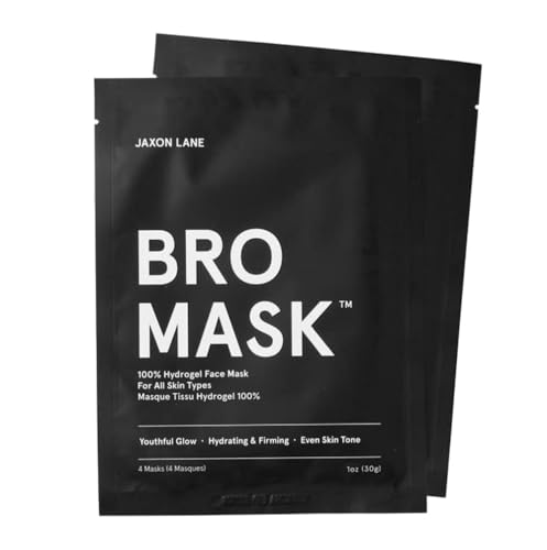 BRO MASK Korean Face Mask for Men: 2 Pc. Hydrating Anti Aging Sheet Masks with Vitamin C, Vitamin E, Hyaluronic Acid