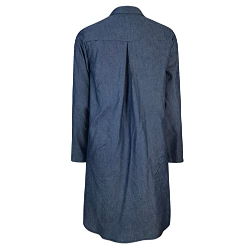 Robe en denim ample col en V pour masquer les complexes avec style - 4