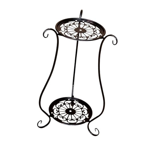 ＡＷＨＡＯ Soporte de plantas de 2 niveles, estante de planta interior, soporte para macetas de flores, estante de exhibición de flores para sala de estar , Negro