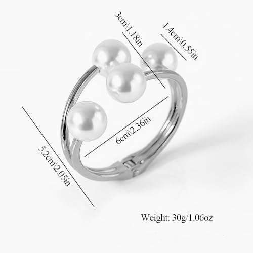 Gold Pearl Hand Cuff Bracelets for Women Chunky Large Pearls Cuffs Statement Bracelet Luxury Big Fake Faux Pearl Ball Handcuffs Jewelry Unique Pearly Gifts2