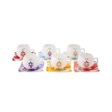 Karaca Sandry Set mit 6 Kaffeetassen 90 ml l Mochatassen-Espressotassen Set aus Porzellan, Robuste Mokkatasse, Dicker Trinkrand, Material Porzellan