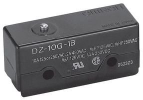 OMRON INDUSTRIAL AUTOMATION DZ-10G-1B MICROSWITCH,PINPLUNGER,DPDT,250V,10A