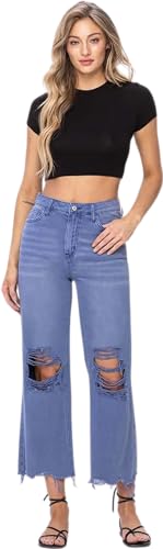 VERVET Women's Leslie Super High Rise 90's Vintage Cropped Flare Jeans3