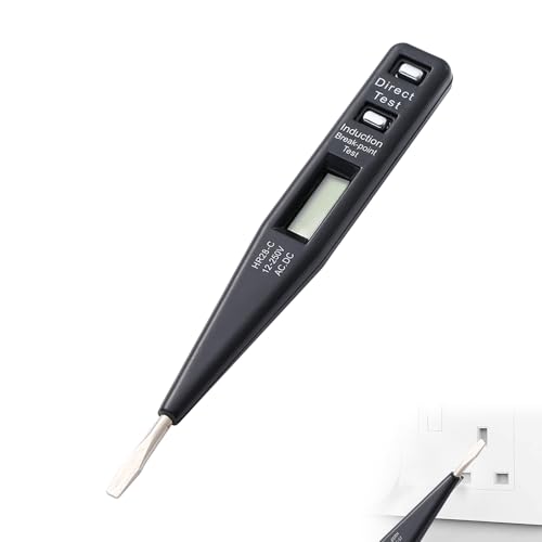 Bwaliffury Detector de Voltaje sin Contacto, Probador de Voltaje de Ca Sin Contacto, Voltage Tester Pen 12-250 V (CA/CC), Detector de Rotura de Cable y Detección de Cables con Corriente y Neutro