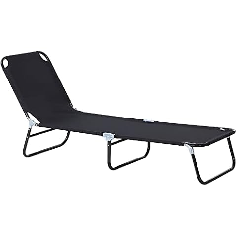 Outsunny Foldable Sun Lounger with Adjustable Backrest Cover
