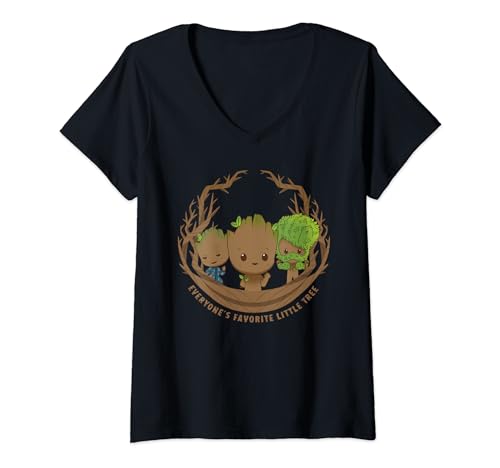 T-shirt Groot col V femme craquez pour le plus mignon des héros