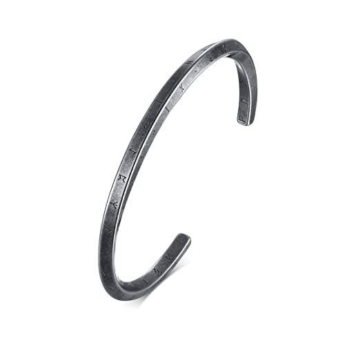 VNOX Viking Cuff Bangle Bracelet for Men - Viking Thunder Hammer Cuff Bracelets for Men Boys Norse Mythology Warrior Symbol Bangle Amulet Talisman Jewellry Grey
