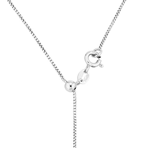 Miabella 925 Sterling Silver Or 18Kt Yellow Gold Over Silver Italian 1Mm Adjustable Solid Diamond-Cut Thin Bolo Box Chain Necklace For Women 14-24 Inch Made In Italy (Sterling Silver) #TOP1