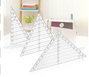 Triangle Ruler for Quilting, 3 Pcs 10 in Professional Acrylic Multi-Angle Templates, Clear Precision Patchwork Tools for Geometric Cutting and Technical Sewing