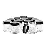 Hoa Kinh 4Ounce Glass Jars with Lids, 12 Pack Mini Glass Jars, Round Set Glass Jars Canning Storage Jars Containers for Storing Lotions, Powders, and Ointments