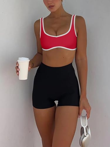 Image of LASLULU Sexy Sports Bras for Women V Neck Sleeveless Padded Bra Workout Yoga Crop Top