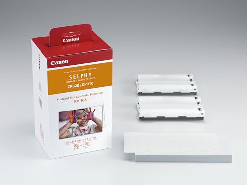 Image of Canon SELPHY CP1500 Compact Photo Printer (Black) with 2 RP-108 Color Ink /Paper Sets
