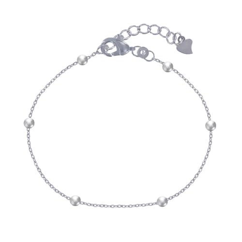 Bracelet Argent 925 Les Poulettes Bijoux fine chaîne billes 3mm rhodié