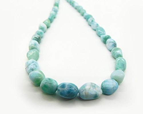 AAA+ Blue Larimar Tumble Beads -Smooth Nuggets Beads | Larimar Smooth Oval Tumble Beads | Larimar Beads for Jewelry Dominican Republic Beads