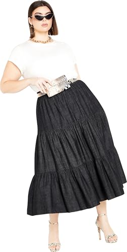 City Chic Plus Size Skirt, Denim Tier Skirt