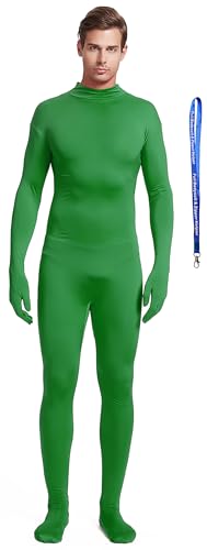 Full Bodysuit With Zipper Helper Unisex Adult Costume Without Hood Spandex Stretch Zentai Unitard Body Suit (XX-Large Green)
