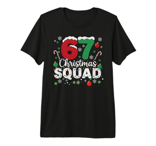 Funny 67 Six Seven Meme Brainrot 67 Christmas Squad Premium Tri-Blend T-Shirt
