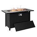 Walsunny 45 inch Outdoor Propane Fire Pit 50,000 BTU Gas Fire Pit Table with Lid, Lava Rock, Waterproof Cover, Rectangle Gas Firepit Table for Garden/Patio, CSA Certification