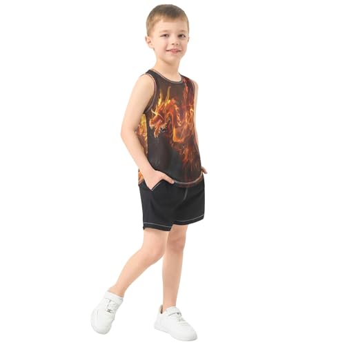 Boys' Tank Top Shirt Fire Abstract Dragon Sleeveless T-Shirts4