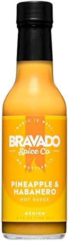 Pineapple And Habanero Hot Sauce By Bravado Spice Gluten Free, Vegan, Low Carb, Paleo Hot Sauce All Natural 5 oz Hot Sauce Bottle Award Winning Gourmet Hot Sauce