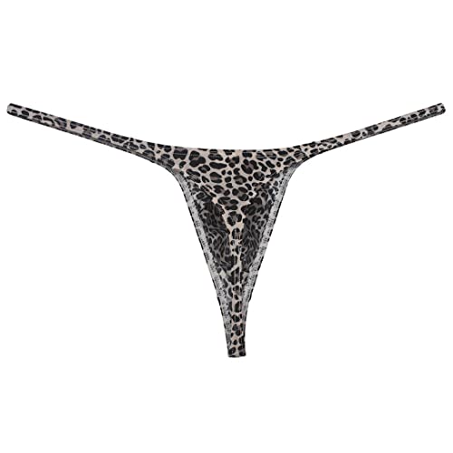 Orocojuco Men Contoured Micro Thong Underwear Pouch Leopard Mini Bikin String Tanga 3-Pack (Mix) M #TOP2
