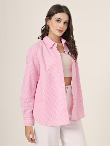 Image of Style Quotient Women Solid Smart Casual Oversized Polycotton Shirt