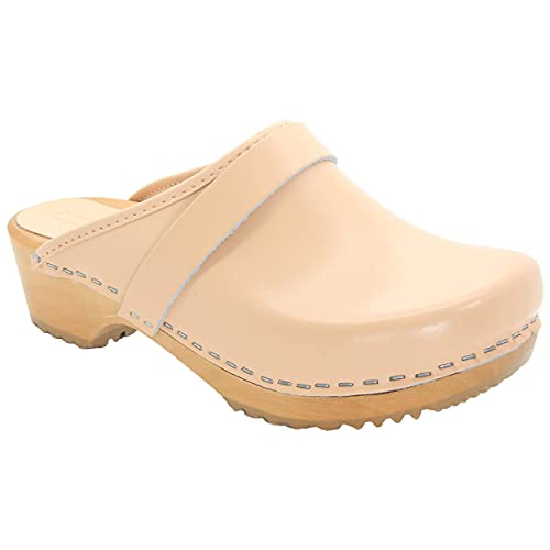Image of Bjork Maja Wood Open Back Leather Clogs