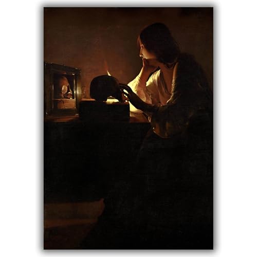 The Repentant Magdalen par Georges de La Tour en impression sur toile giclée de taille S