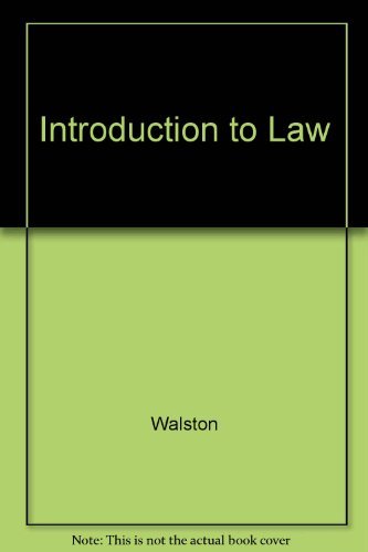 Introduction to Law 0314029028 Book Cover