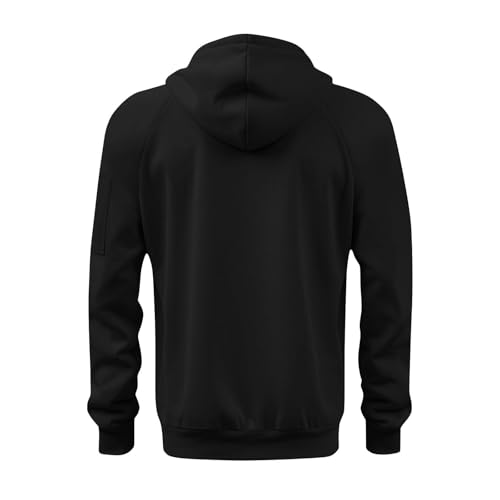 Mens Full Zip Hoodie Long Sleeve Tactical Jackets With Zipper Pockets Black - image 7