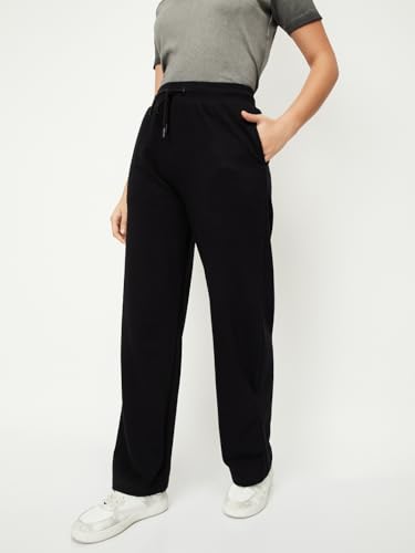 Image of Max Women Loose Mid Rise Solid Athleisure Track Pants