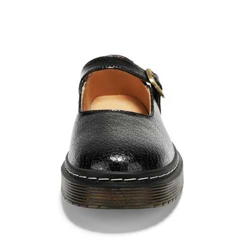 Image of Women's Mary Jane Flat Shoes Comfort Platform Buckle Ankle Strap Flats Breathable Slip On Lightweight Office Work Shoes Black,8 US
